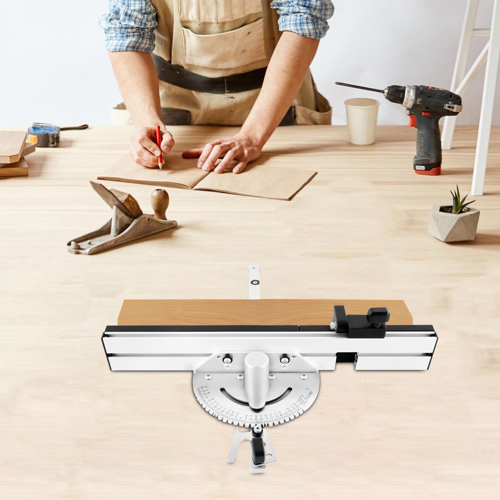 Set di seghe da tavolo di precisione per troncatura di precisione, con sistema di allineamento di precisione, righello da 0 a 60°, asta per insegnamento