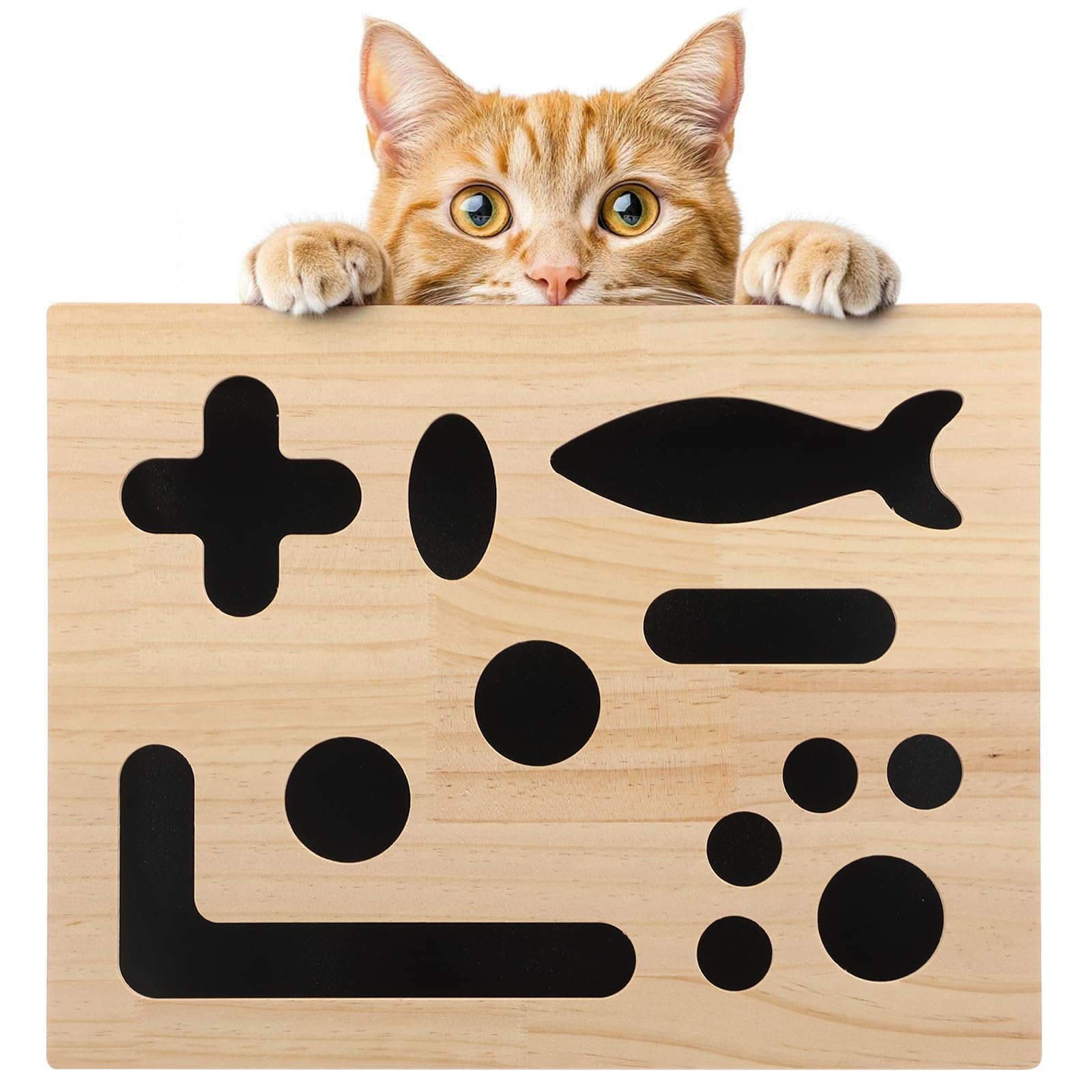 Cat Scratch Puzzle Enrichment Box - Large Size, Wooden Cat Nail File with 100-Grit Sandpaper Inside, Interactive Foraging Toy & Mental Stimulation Game for Indoor Pet Scratching (39x30x8cm) — image 1