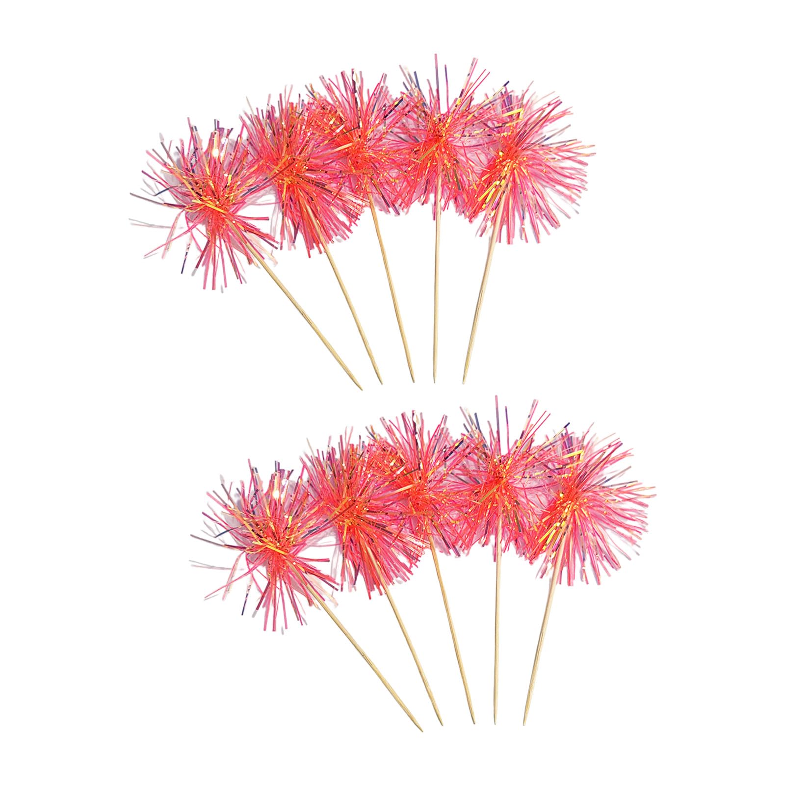 Tsophreniq 10Pcs Wooden Cake Top Decoration with Colorful Tinsel Embellishments for Birthday Wedding Anniversary Craft Project Wedding Cake Rainbows