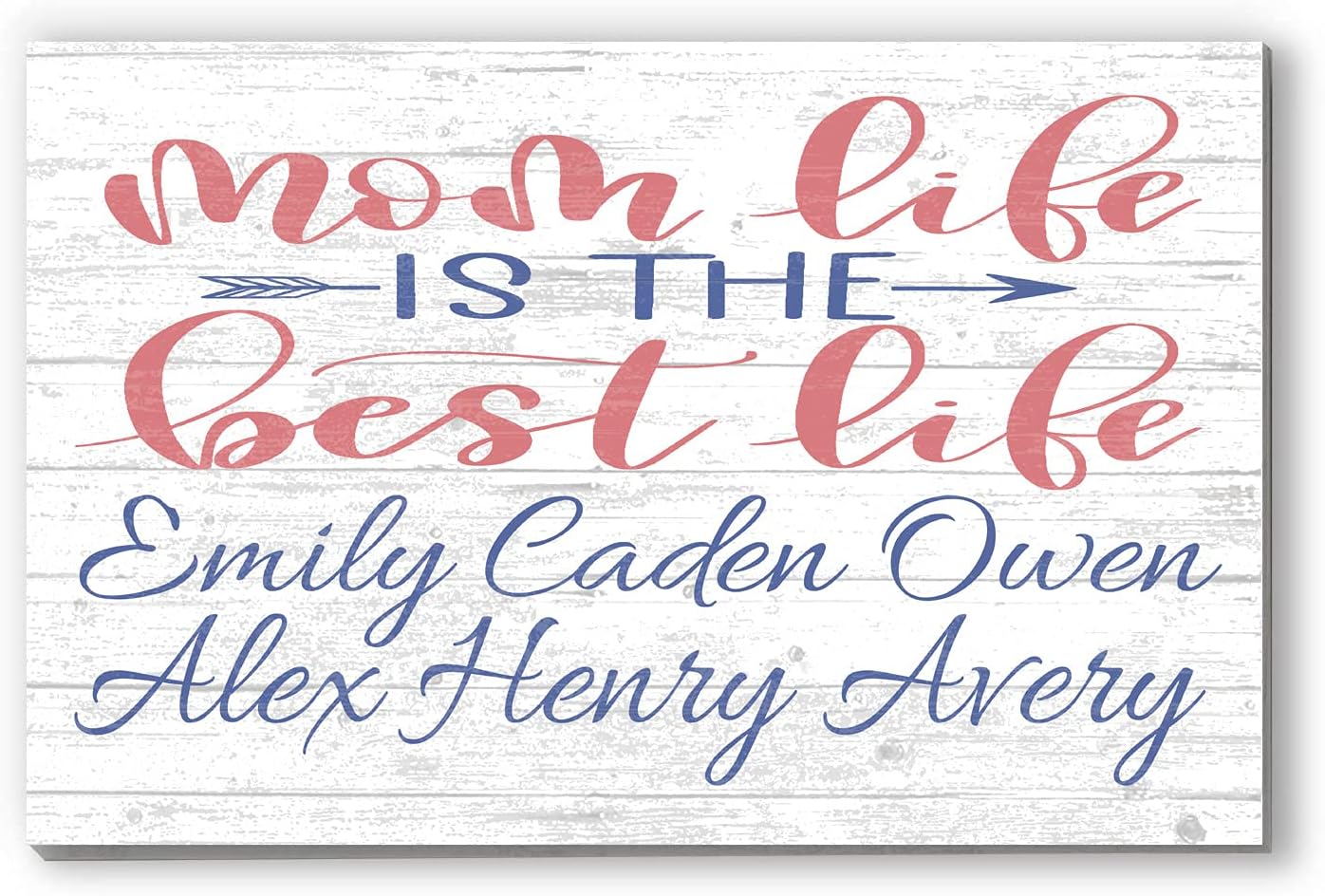 Mom Life Sign Custom Made With Children's Kids Names - Personalized Gift For Mom 16.5in x 10.5in - Solid Wood