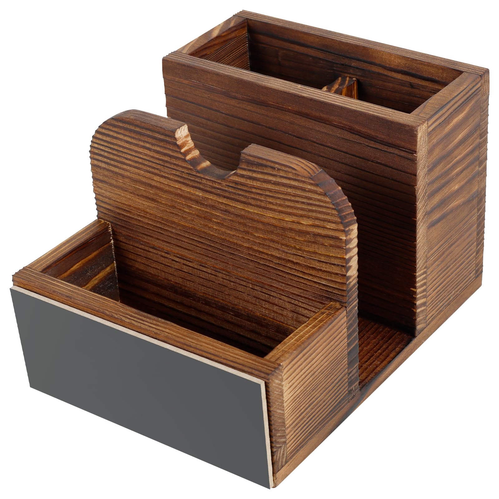 Tabletop Napkin Holder with Salt Pepper Rack and Cutlery Holder Wooden Paper Towel Dispenser for Kitchen Dining Room Table Versatile Countertop Organizer Box for Napkin Spice Tableware