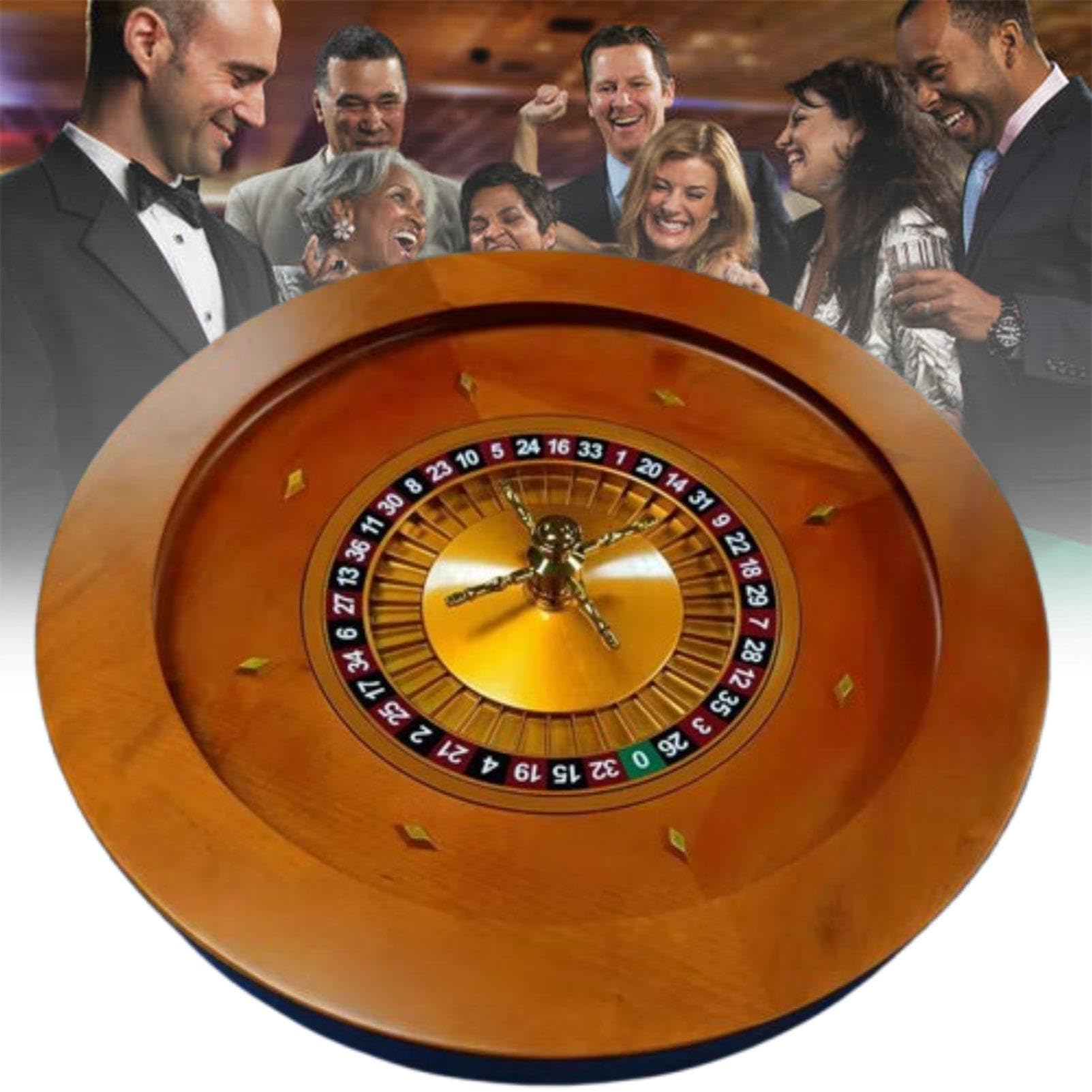 Roulette-Rad, tragbares Casino-Set, Roulette-Rad aus Holz, Drehteller, Präzisionslager in Casino-Qualität, Turm aus verchromtem Messing, sehr sanfte Drehbewegung,Single0-18in
