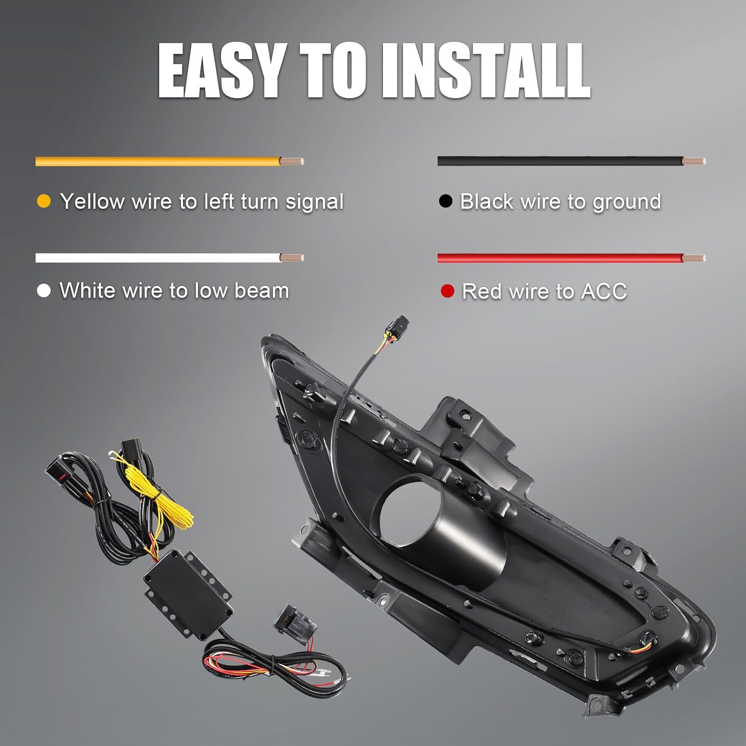 LED Front Bumper Fog Lights White Daytime Running Lights (DRL) Amber Turn Signal Lights Blue Low Beam Lights Compatible with 2013-2016 Ford Fusion