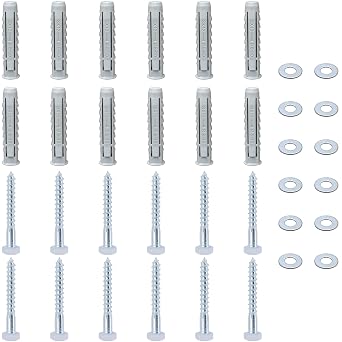 12 PCS Heavy-Duty Masonry Brick Wall Fixing Screws Bolts Anchors - Hex Self-Tapping Screws with Expansion Plugs and Washers for TV Mounts, Water Heaters, and Cabinet Installation (M8)