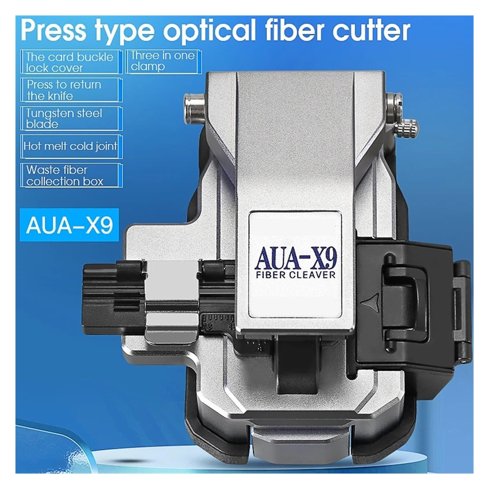 Couperet de fibres, Coupe-fibre AUA-X9 FTTH Câble Couteau de coupe à fibre optique Outils Cutter Trois en un Pince Fente 24 Lame surface(AUA-X9)