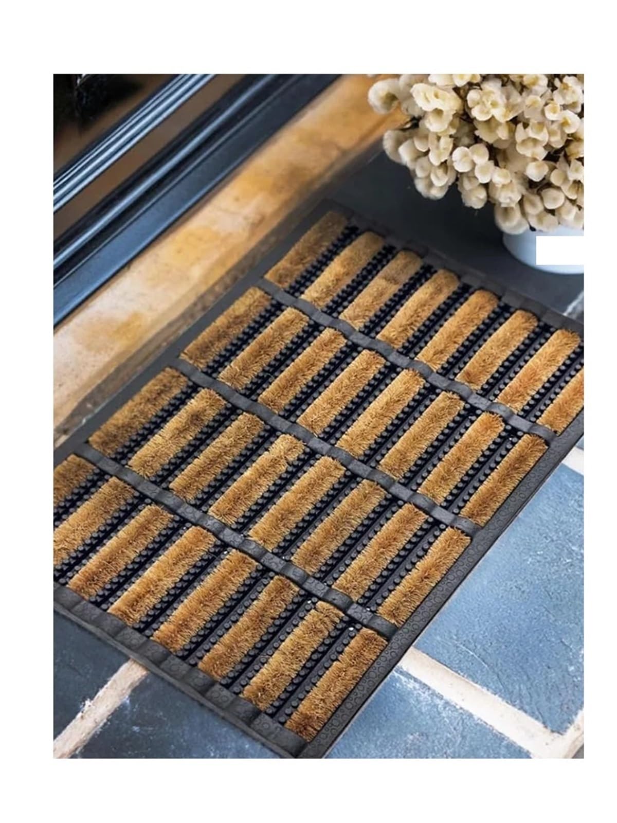 Paillasson grattoir en caoutchouc et fibre de coco pour l'entrée du jardin