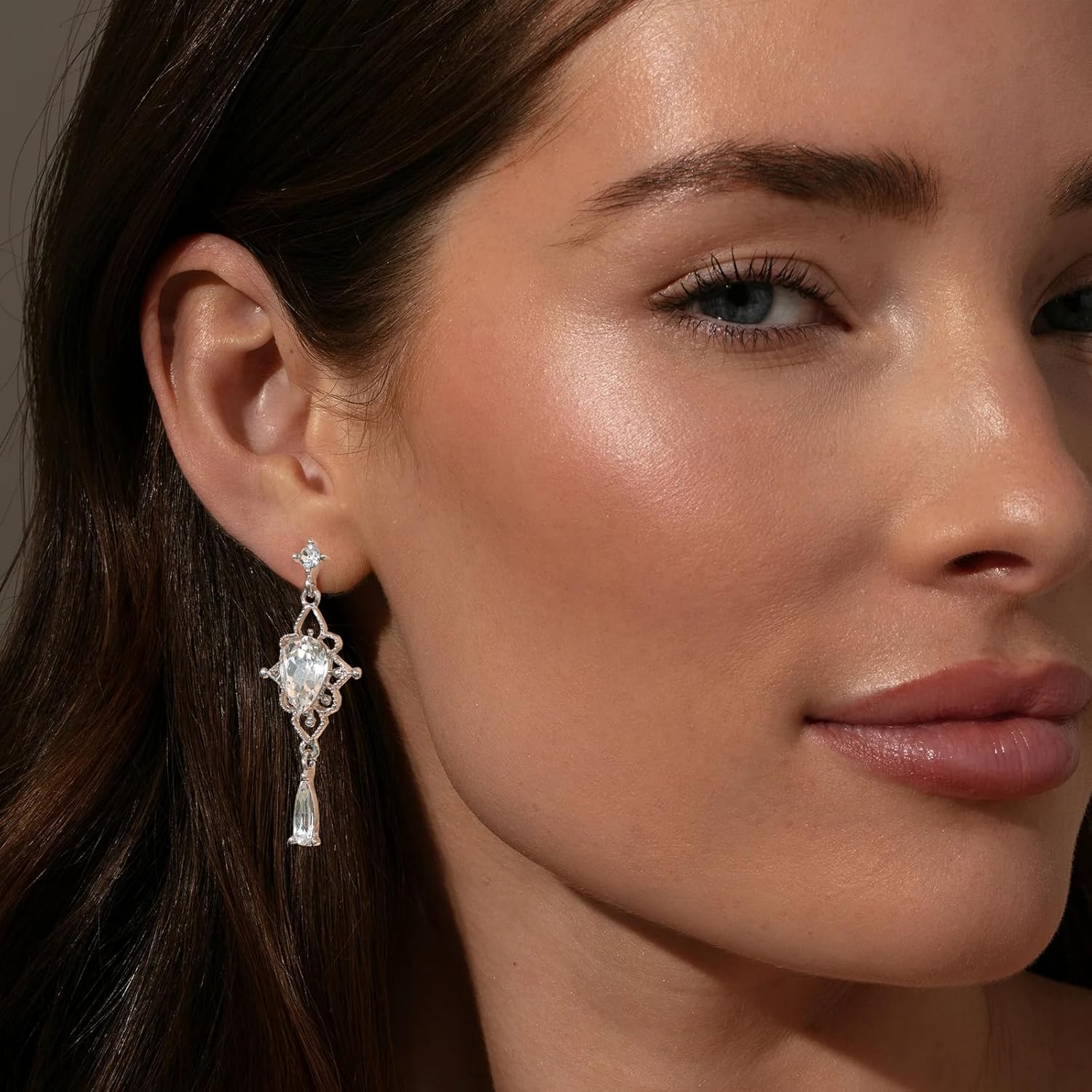 Sparkly Silver Rhinestone Earrings for Women Wedding Prom Costume Chandelier Earrings Formal Jewelry - Image 2