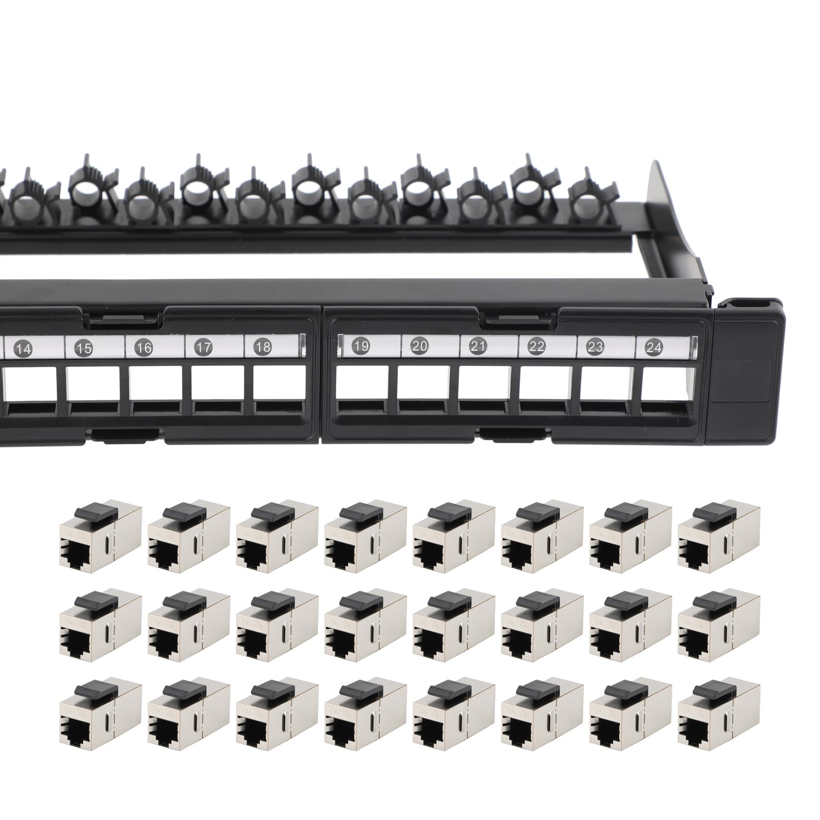 1 Stück 24 Port Patchpanel Patchfeld 1 HE 19 Zoll - Abnehmbar