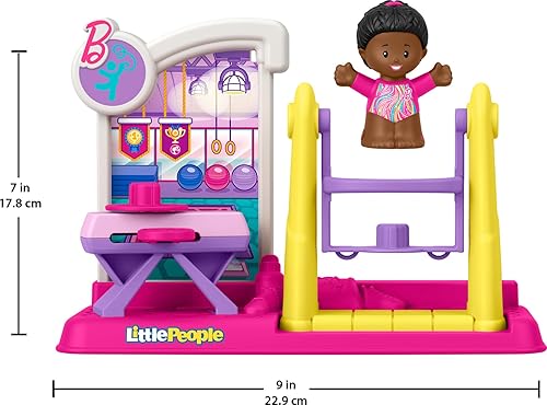 Miniatura 5 de Fisher-Price Little People - Juguete para niños pequeños Barbie You Can Be Anything Gymnast con figura para preescolar, juego de simulación para