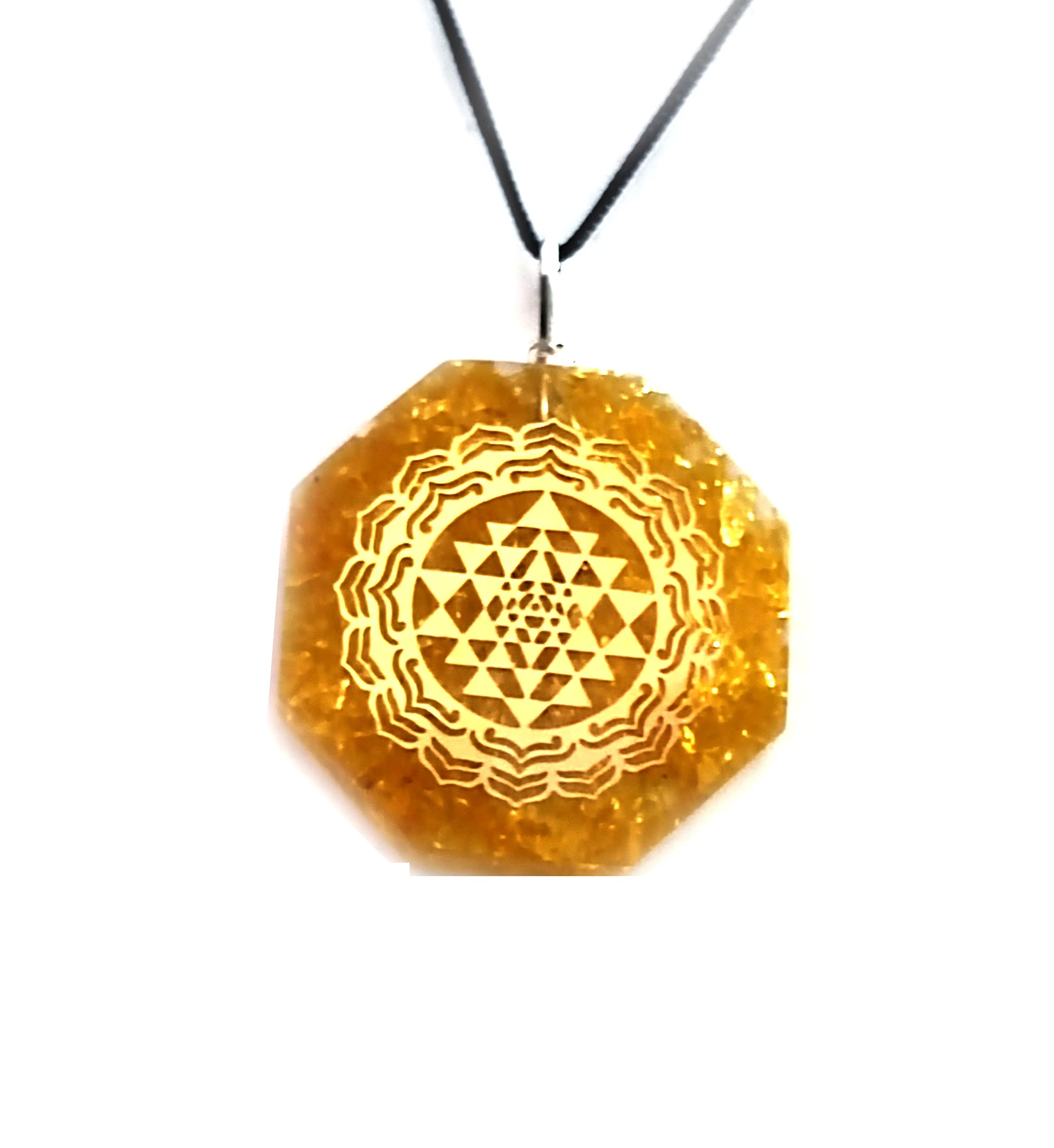 Astroghar Shri yantra Laxmi Yantra Citrine Crystal Chips in Orgone pendant For Men And Women, small, Others
