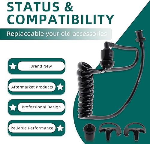 Miniatura 5 de AUTOKYA - Par de auriculares acústicos negros para auriculares de radio de policía