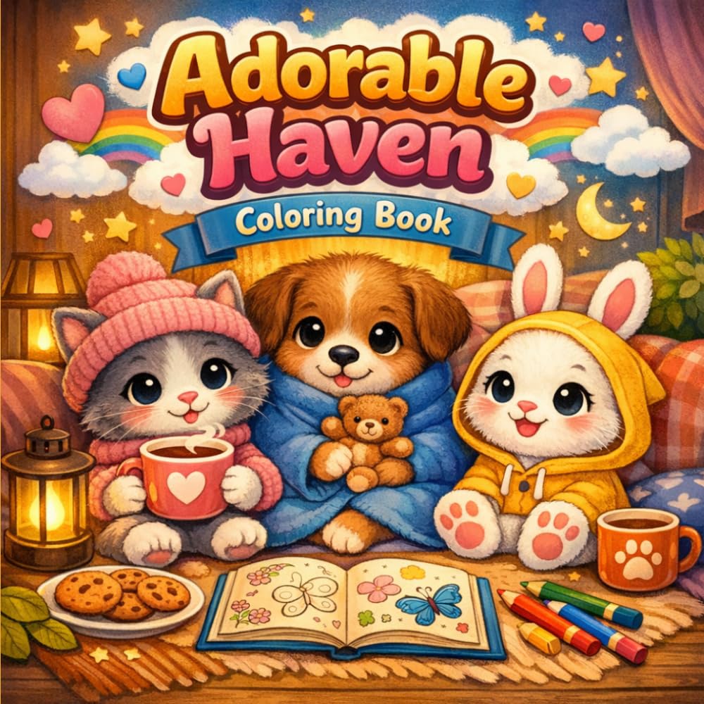 adorable haven coloring book: cute and cozy animal coloring pages to spark creativity