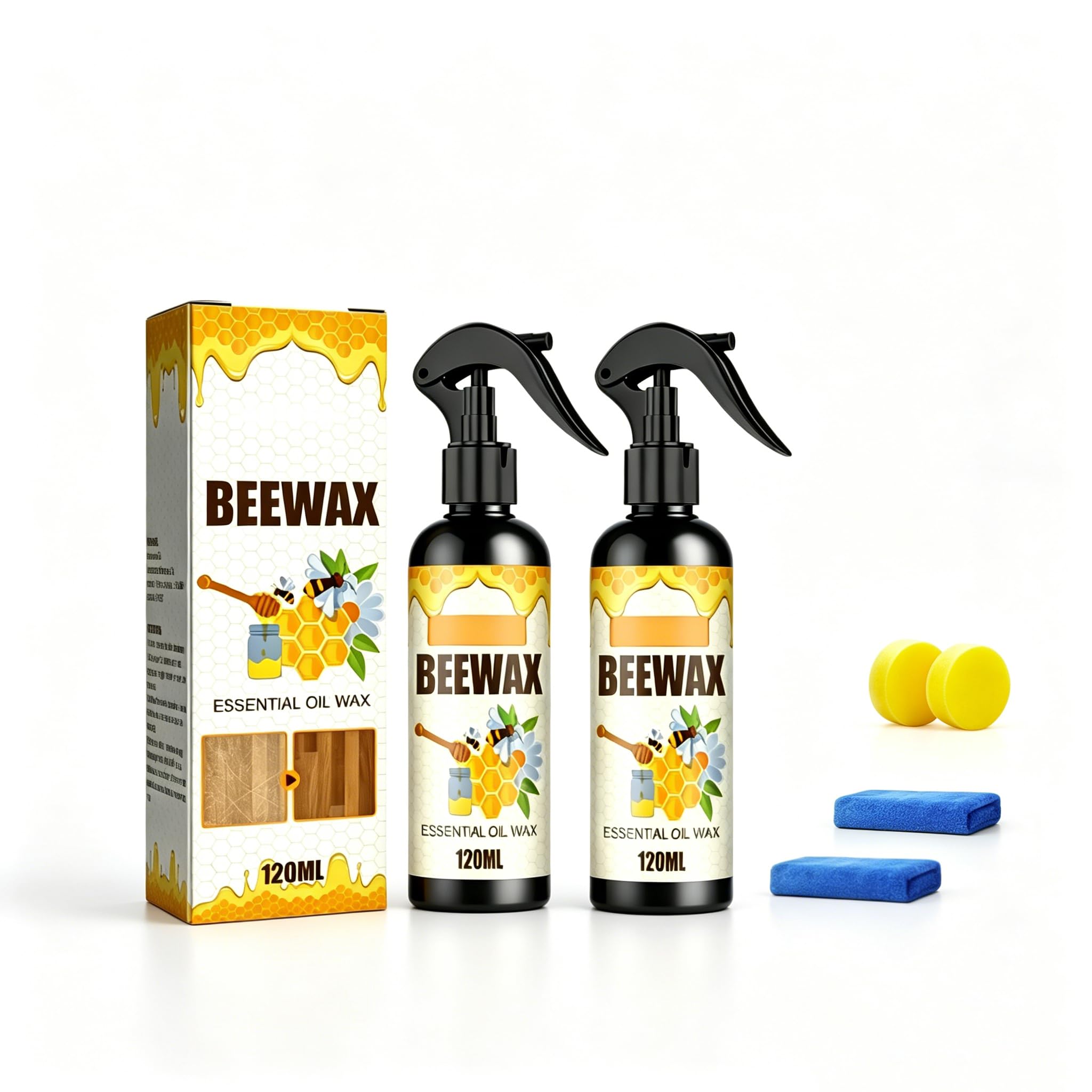 Cera de Abejas Pulimento para Muebles de Madera,cera para madera,Limpiador En Aerosol De Cera De Abejas,para el Cuidado de Muebles y Protección de Madera para Interior y Exterior (Spray-2pc)
