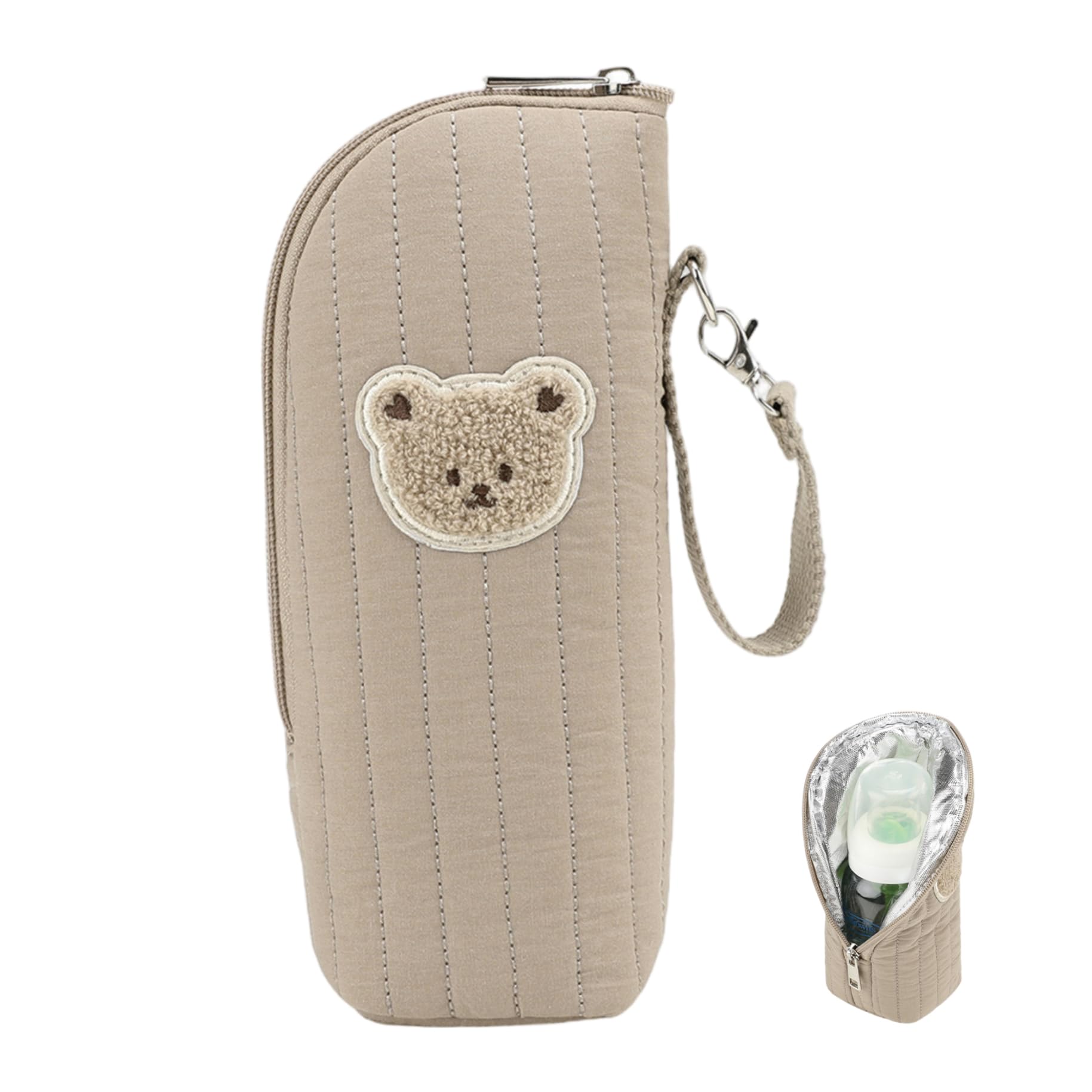 Bottle Bag, Insulated Baby Bottle Bag, Temp Control Portable Baby Carrier with Cute Bear Design for Stroller, Travel, and Daycare