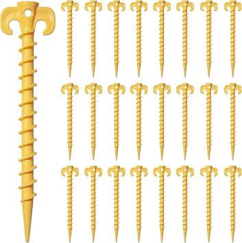 SUNEZLGO 24 Pack Tent Stakes, Stakes for Inflatables, 7.5 inch Heavy Duty Spiral Design Outdoor Tent Stakes, Ground Stakes Ground Anchors Pegs, Yard Lawn Pegs Anchor for Canopy, Camping, Hiking, Beach
