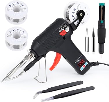 Soldering Gun Kit - Soldering Iron Kit with Adjustable Temp 180-600C,ON/OFF Button,120W LED Digital Internal Heat Soldering Gun,Auto Send Tin Soldering Kit for Electronics Welding Repair DIY