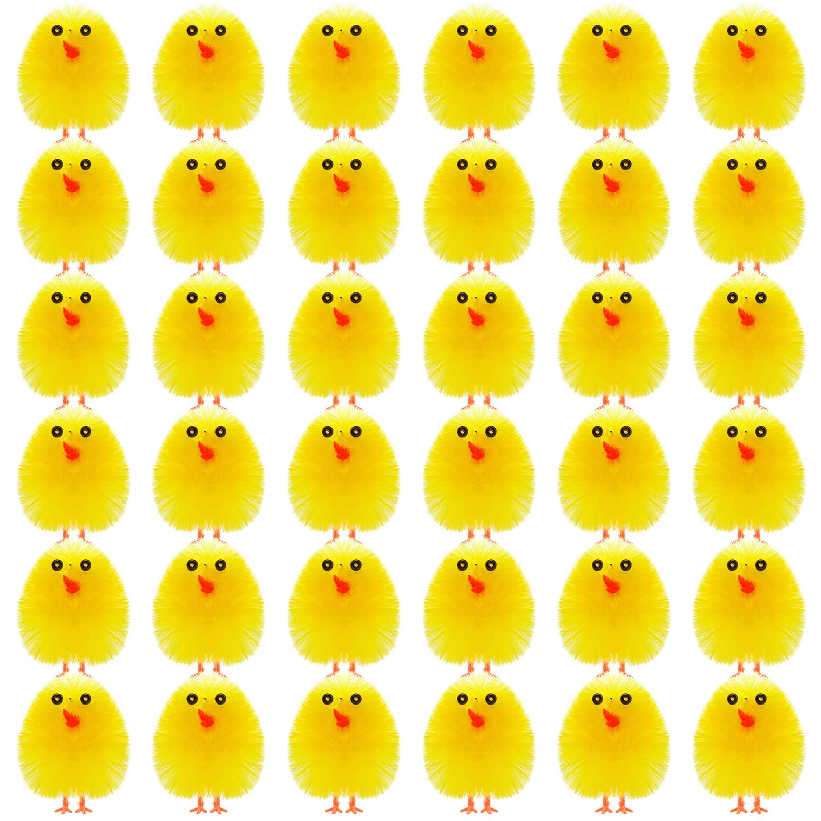 PLULON 36 Piezas Pollitos Amarillos de Pascua, Pollitos Esponjosos de Felpa para Decoración de Huevos, Fiestas de Búsqueda de Huevos y Detalles de Pascua