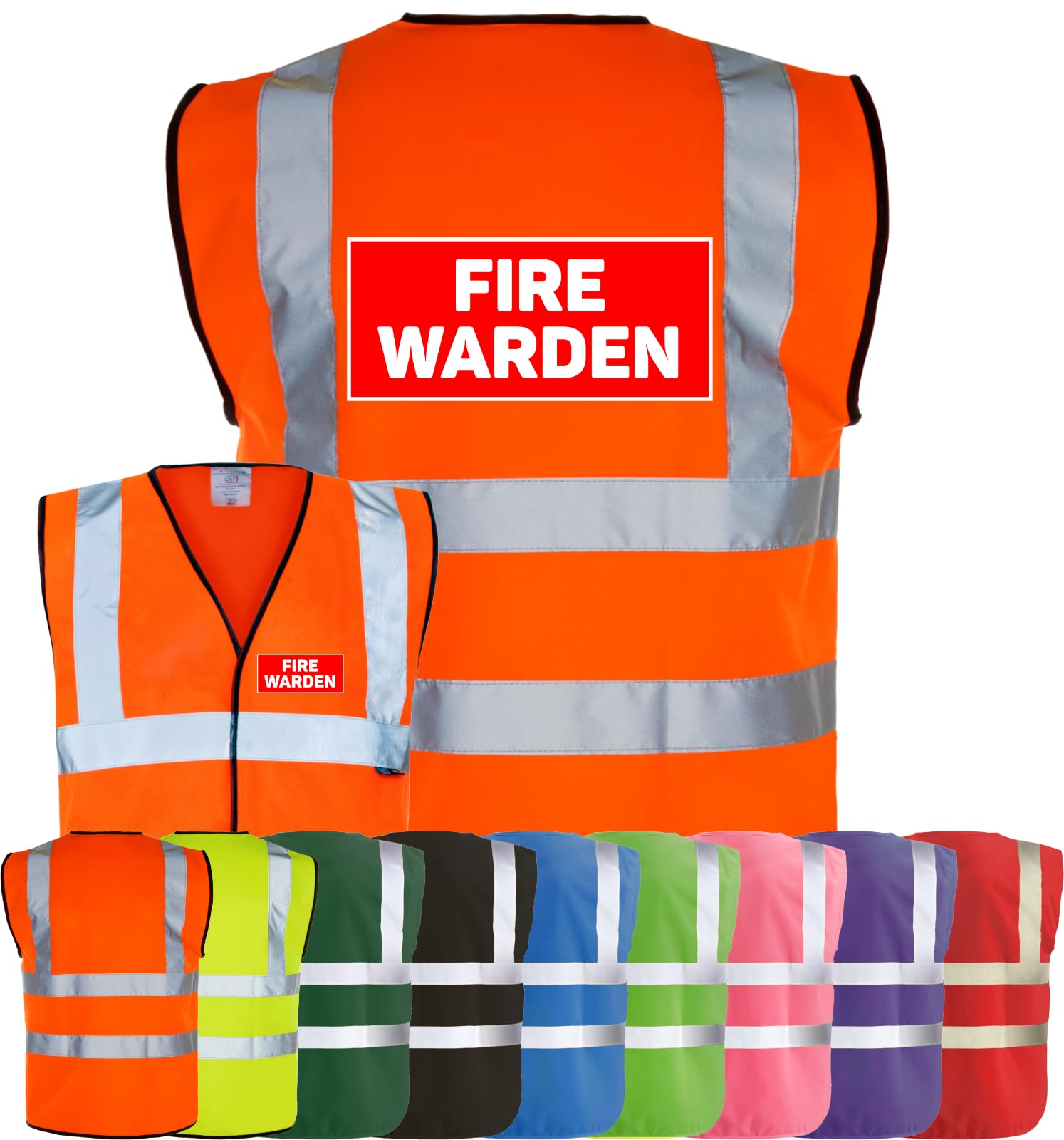 Corporate Togs FIRE WARDEN Printed Vest - High Visibility, Safety Waistcoat Tabard, British Standard CE Marked, Fastening Vest | Protective Safety Wear