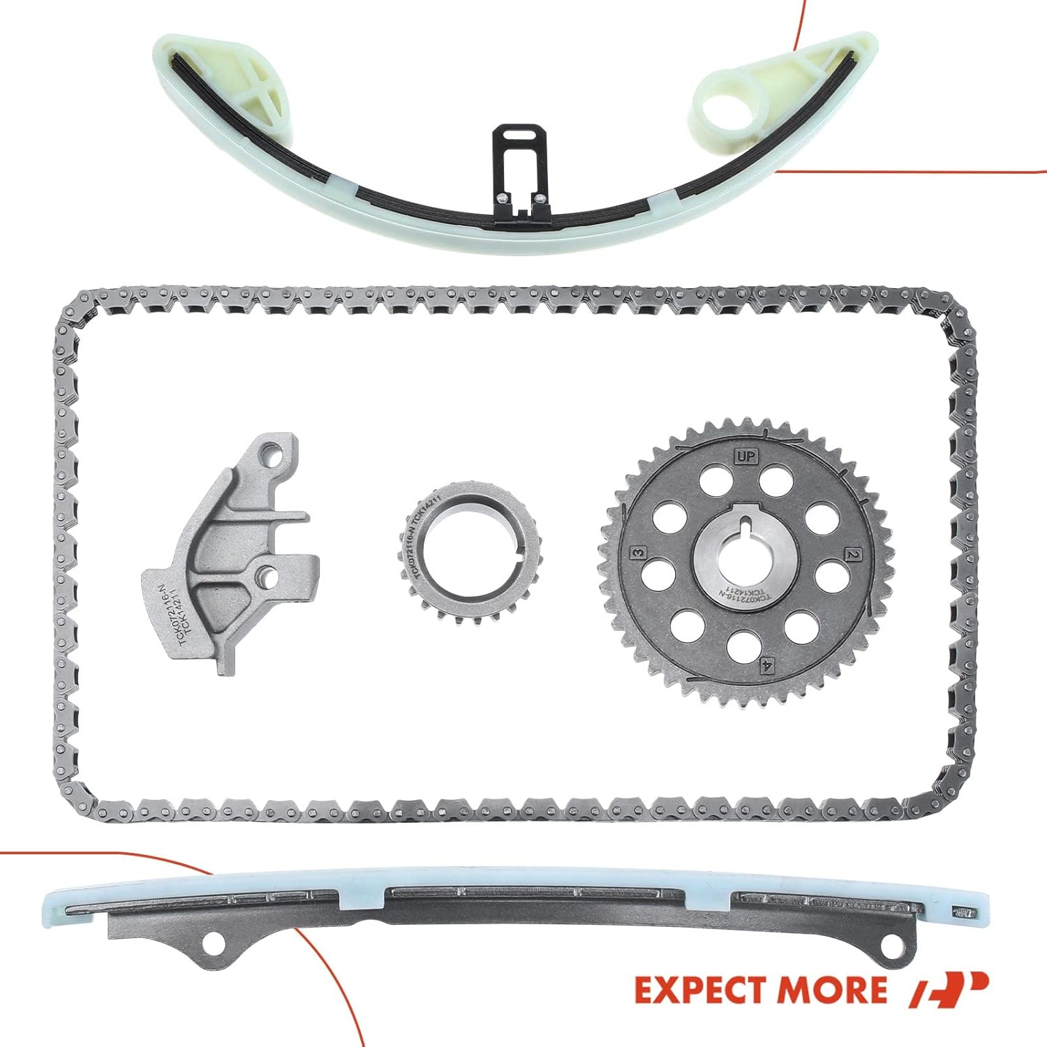 A-Premium Set of 6Pcs Engine Timing Chain Kit W/Tensioner & Guide & Sprocket [fits DOHC, L4 1.5L] Compatible with Honda Fit 2007 2008, Replace# 14401PWC004, 14211PWA000