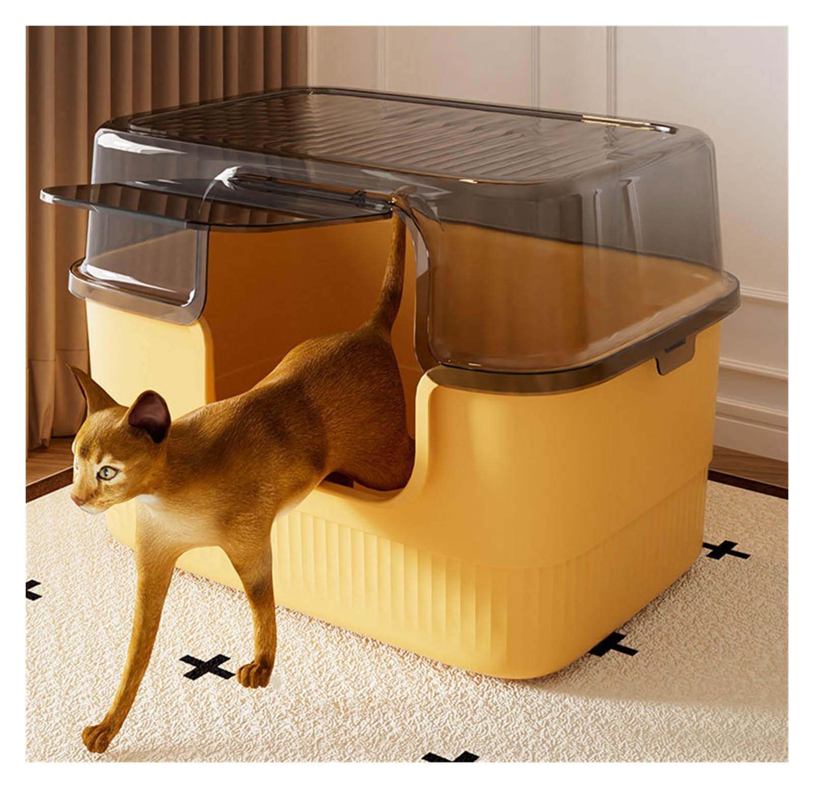 Caja de Arena for Gatos Cerrada Grande, Bandeja de Arena Desmontable con Lados Altos, Orinal Multiusos for Mascotas, antisalpicaduras Arenero Gato(Grey)