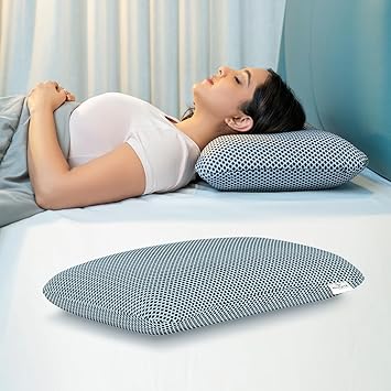 WELLGIVER Ergonomic Memory Foam Pillow for Neck Pain | 2 Years Warranty | 21 x 14 x 4.5 Inch | Orthopedic Pillow for Side Sleeping | Removable Washable Jacquard Midnight Blue Cover | Pack of 1 - image, photos