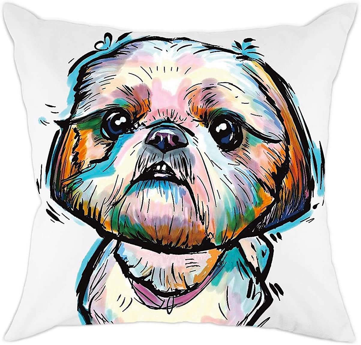 The Beach Stop Shih Tzu Decorative Watercolour Dog Scatter Cushion Cover | Home Decor Inspo | Gift Idea For Shitzu Lovers | 45X45cm 18X18” |