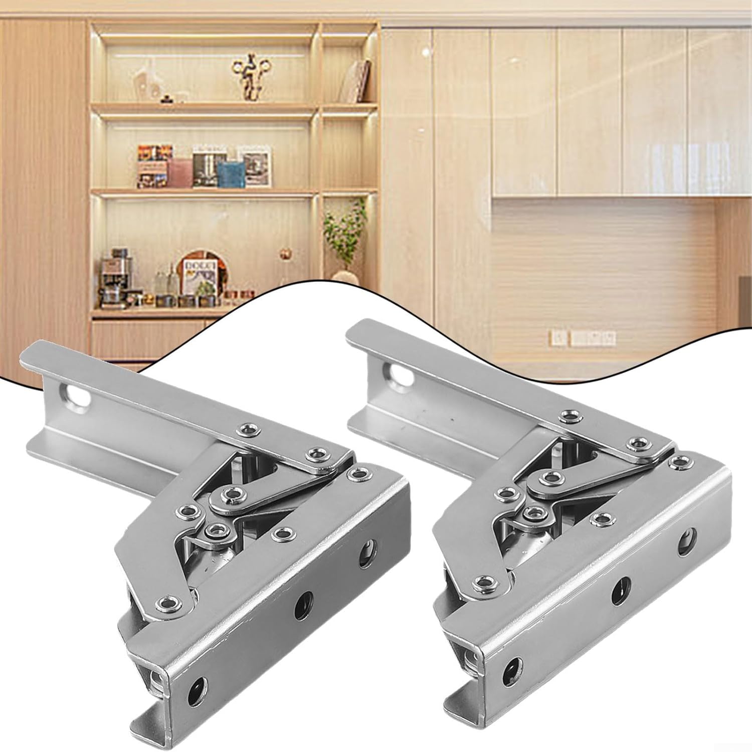 90° Self-Locking Folding Cabinet Hinge Kitchen Cabinets, Wardrobes & TV Units – 180° -Loaded, Cold-Rolled Steel, 6 kg Load Capacity, 2-Pack