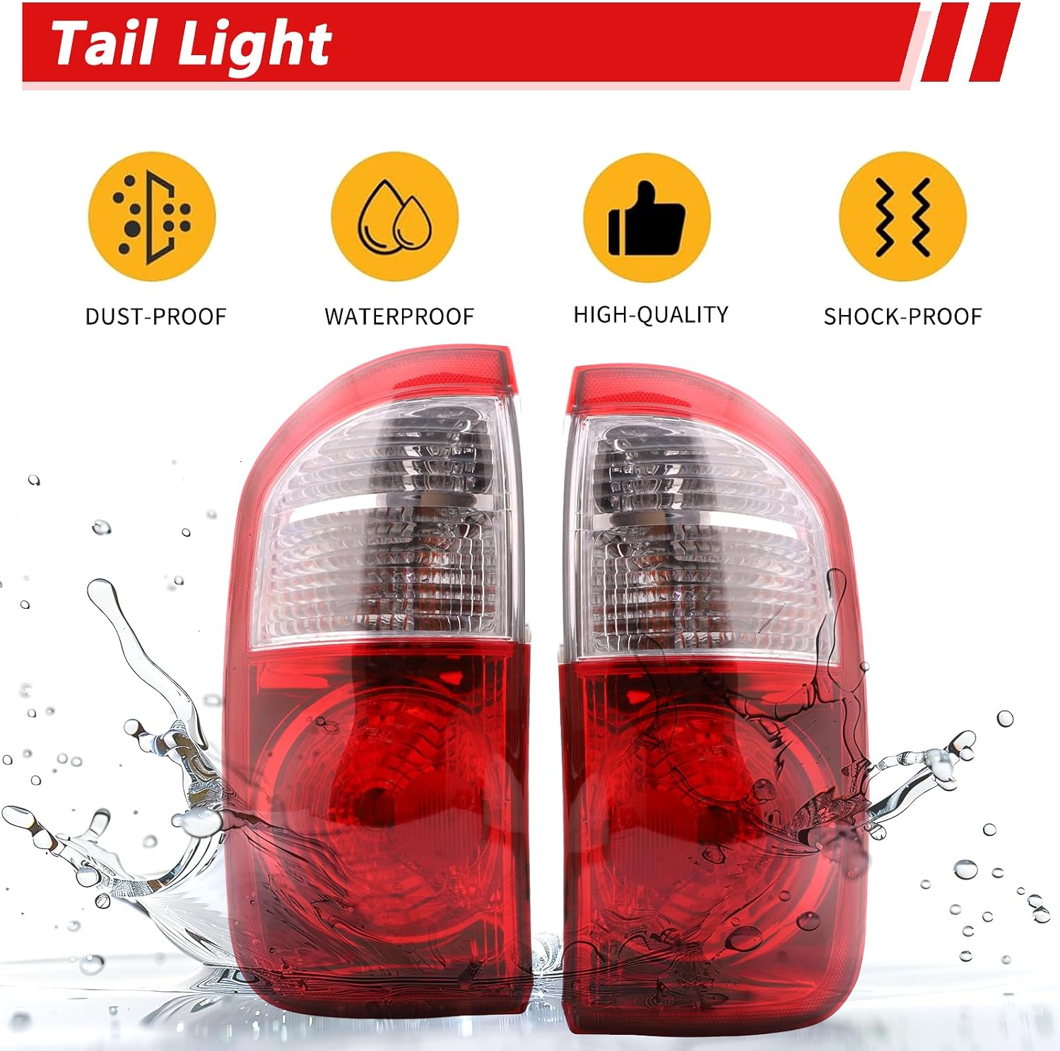 Tail Light Pair Compatible With 2004 2005 2006 Toyota Tundra Driver and Passenge Side Halogen Rear Brake Light Taillights Fit 4 Door Double Cab With Bulb And Wiring Harness