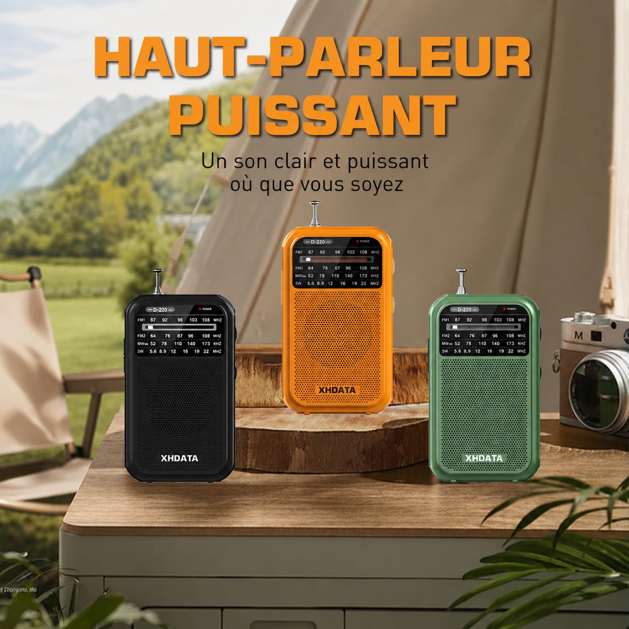 XHDATA D220 Radio Portable FM/AM/SW, Mini Radio à Piles Survie (AA) avec Réception Haute Performance, TransistorRadio pour Cadeau, Famille, Séniors(Vert)