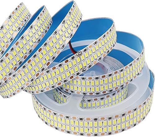 Miniatura 9 de SUYOOULIN Tira de luces LED, 16.4 pies, regulable, CC, 12 V, SMD 2835, doble fila, 2400 LED, 52000 lm, tira de cinta LED súper brillante, no