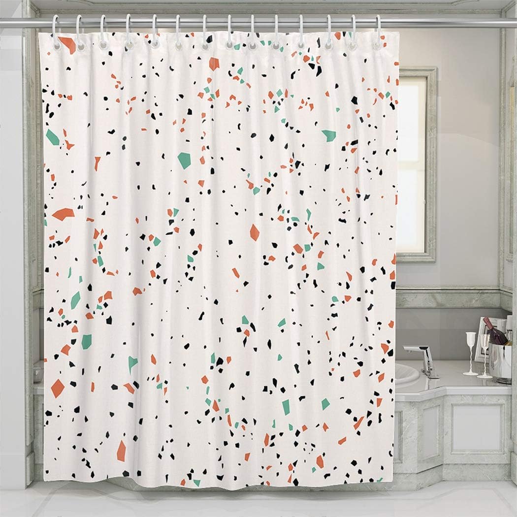 Shower Curtain with Hook Terrazzo Marble 54x72 Inch Stall Size Bathroom Waterproof Decoration Tasteless