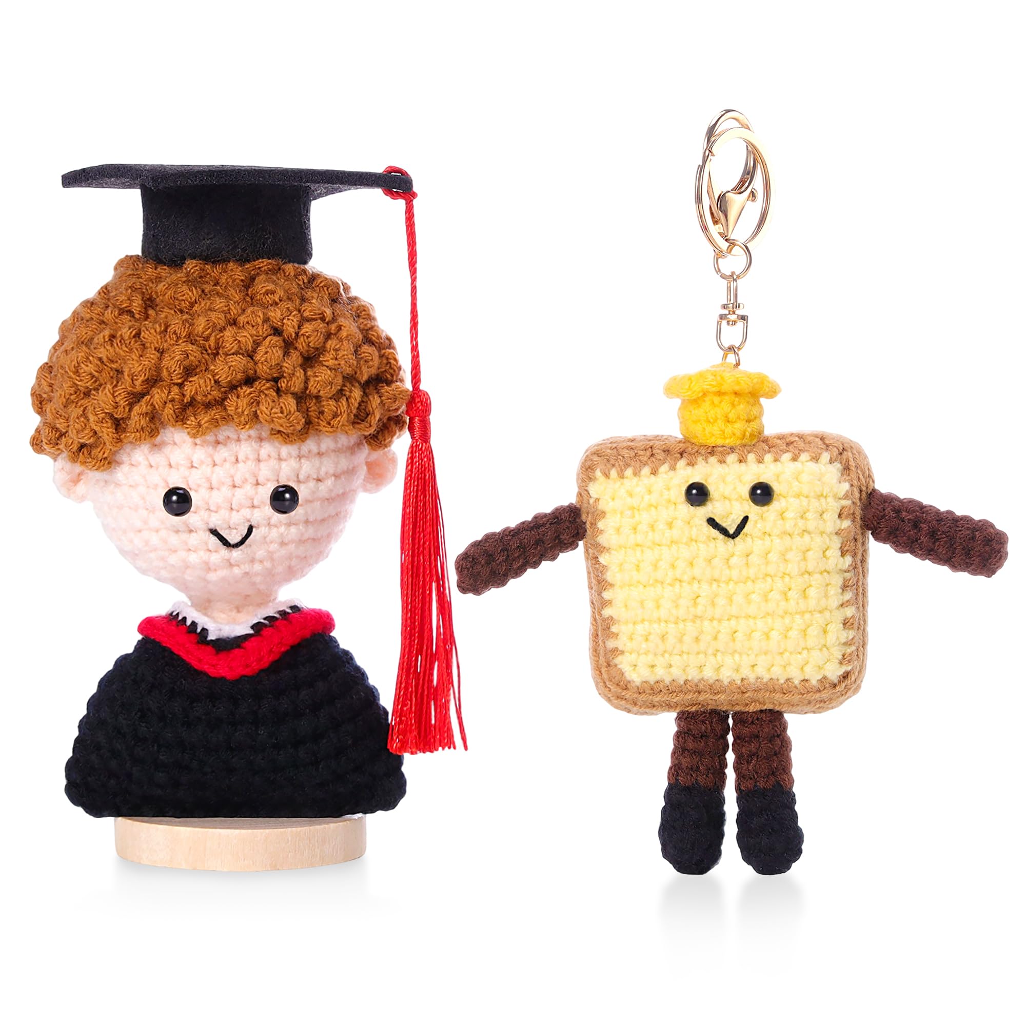 AWARDSEN Graduation Gifts 2026 Cute Handmade Crochet Graduation Set for Him with Toast - Congrats Grad Keepsake with Graduation Card for University High School Friends