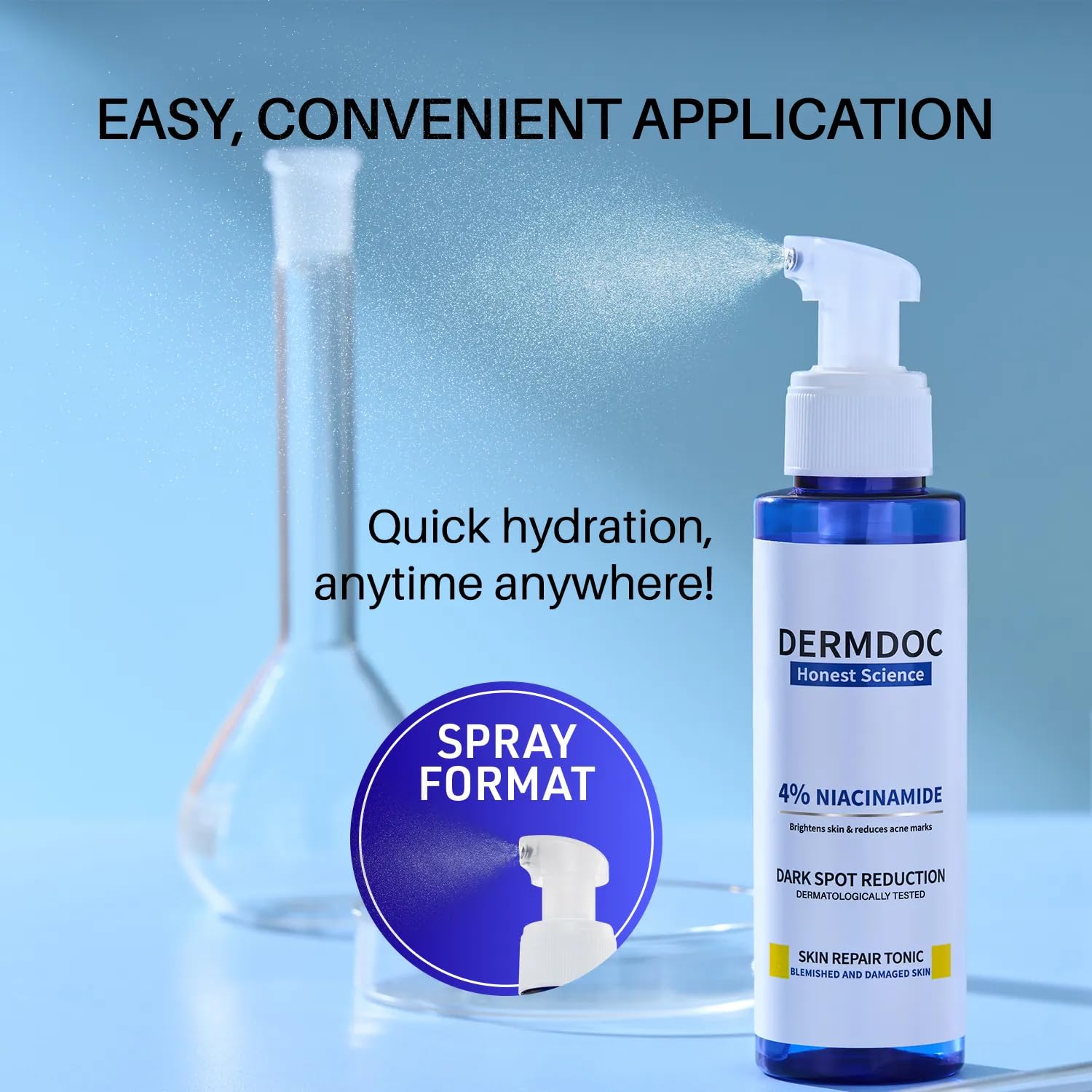 DermDoc 4% Niacinamide Dark Spot Reduction Skin Repair Tonic, 100ml, Alcohol-Free, For Acne-Prone Skin 2