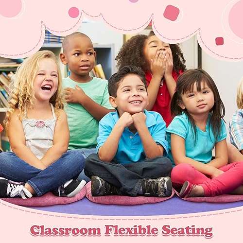 Miniatura 129 de Fumete 8 cojines redondos de piso de 16 pulgadas para niños y niños pequeños, cojín de suelo flexible para muebles de aula, para el hogar, Azul real