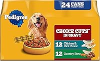 Pedigree Choice Cuts Adult Canned Dog Food Multipack, Country Stew & Chicken Rice, 13.2oz Cans, 24-Pack - Complete Nutrition Wet Food