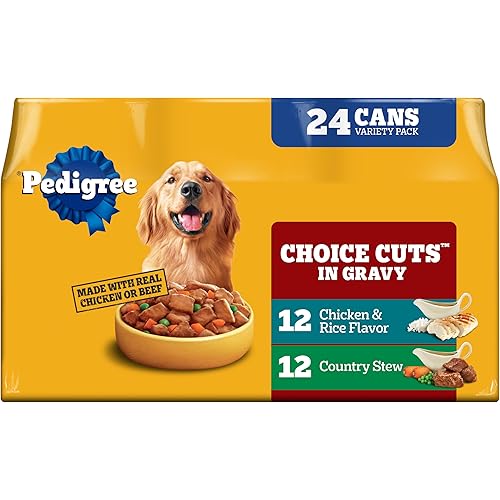 Pedigree Choice Cuts in Gravy Adult Wet Dog Food Chicken & Rice Multipack, 13.2 oz. Cans 24 Pack
