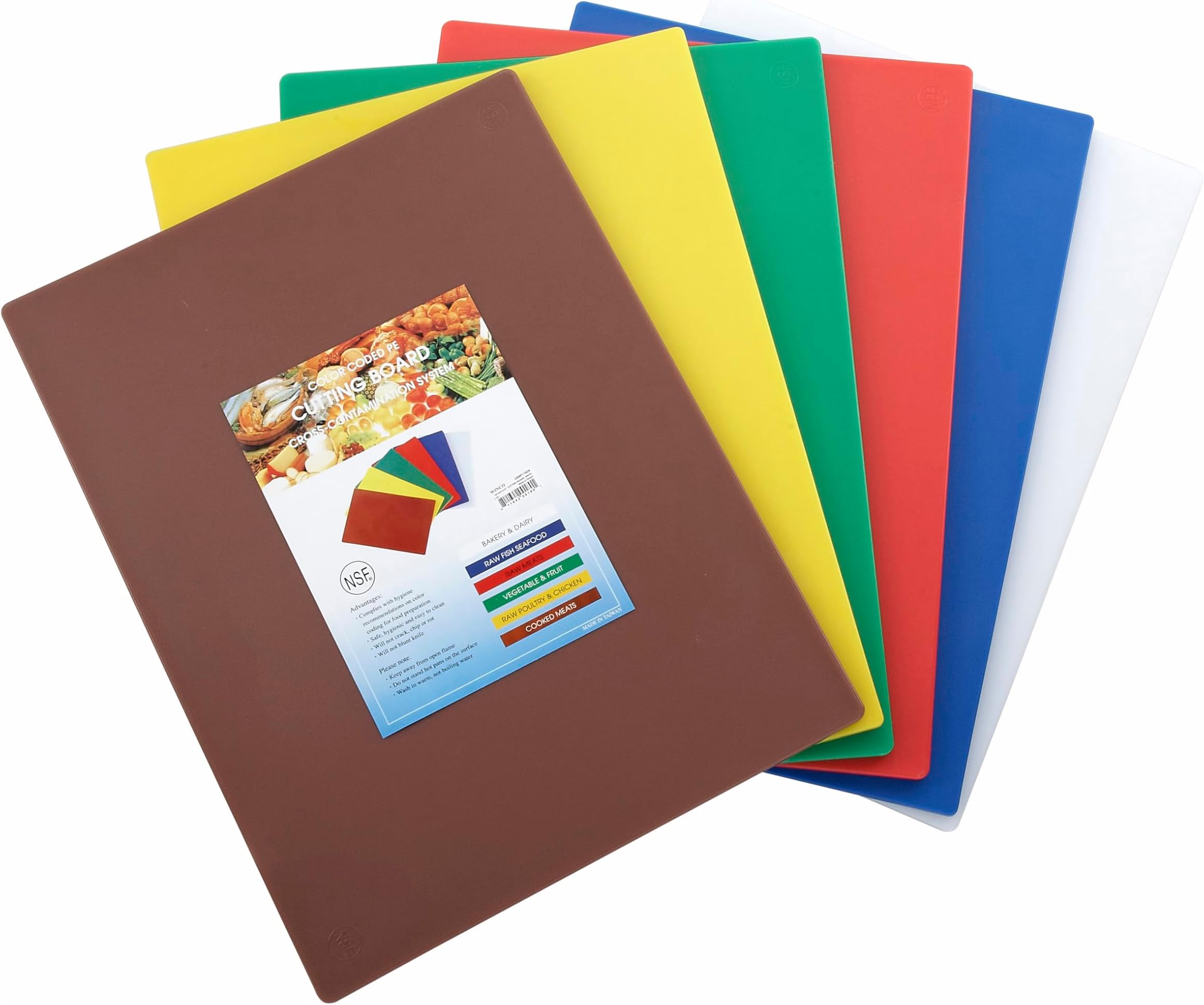 Winco CBST-1824 Cutting Board Set, 18-Inch by 24-Inch by 1/2-Inch, Assorted Colors