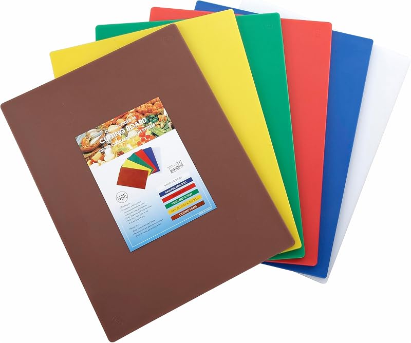 Tabla de cortar de plástico resistente, 15" x 20" x 1/2", variada, mediana | Apta para lavavajillas, resistente a las manchas, minimiza el embotamiento, ideal para embutidos, quesos, aperitivos y exhibiciones de buffet