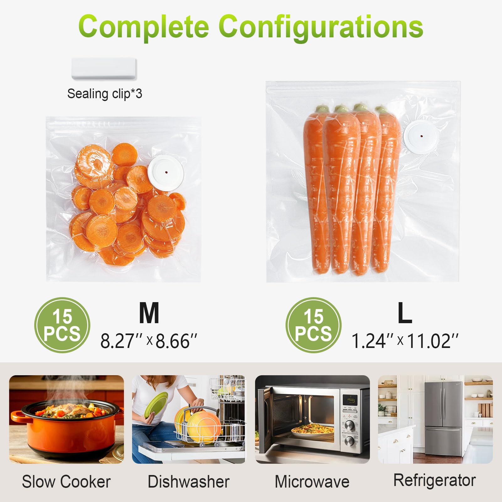 Sigillatrice sottovuoto compatta per alimenti, portatile, con arresto automatico e filtro staccabile, 5 chiusure di freschezza, include 30 sacchetti sottovuoto riutilizzabili per cucina