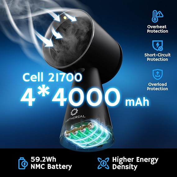 Airthereal Rechargeable Portable Range Hood, Desktop Range Hood with Battery Powered, 3-Fan Speeds and Large Oil Collection Cup, Upgraded Portable Kitchen Exhaust Fan for RV Cooking, RH180B Black
