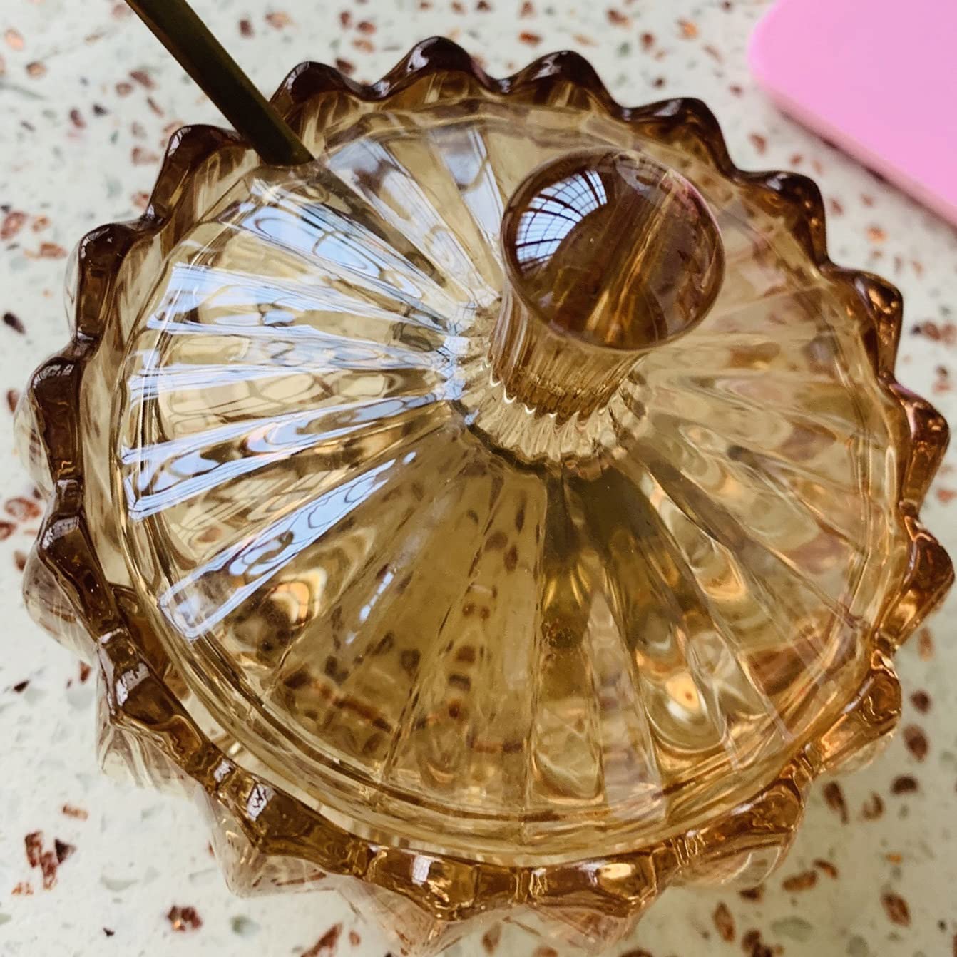 Sucrier avec Couvercle sucrier sucrier en Verre Cristal, Pot d'assaisonnement Couvert avec cuillère de Service, Pot à épices avec Couvercle, 3,94" x 4,13"