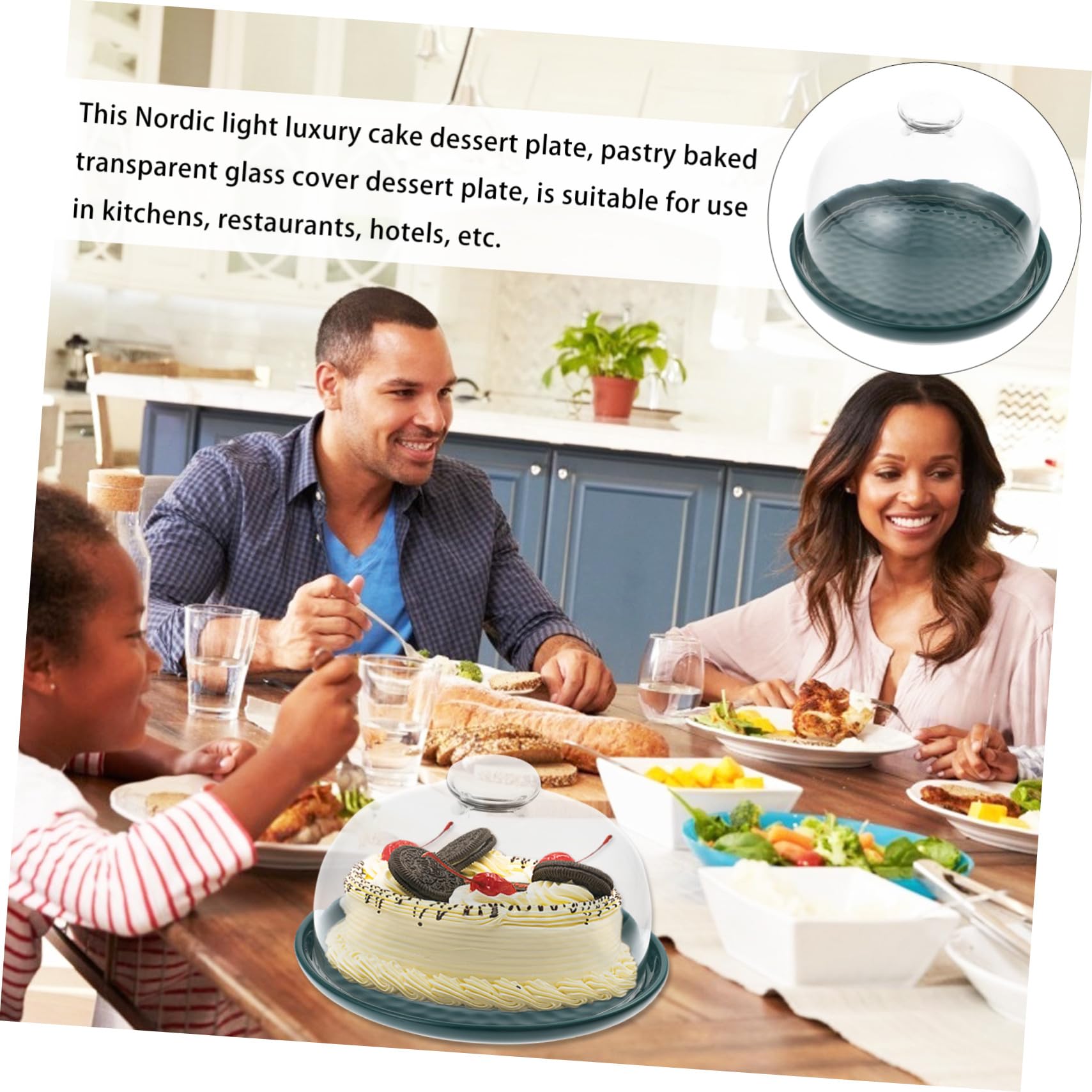 Plato de Postre Transparente Verde 15 Cm de Vidrio Tapa para Pasteles, Bandeja para Tartas y Pan, Adecuado para Fiestas, Bodas y Exhibición de Alimentos, 1 Unidad