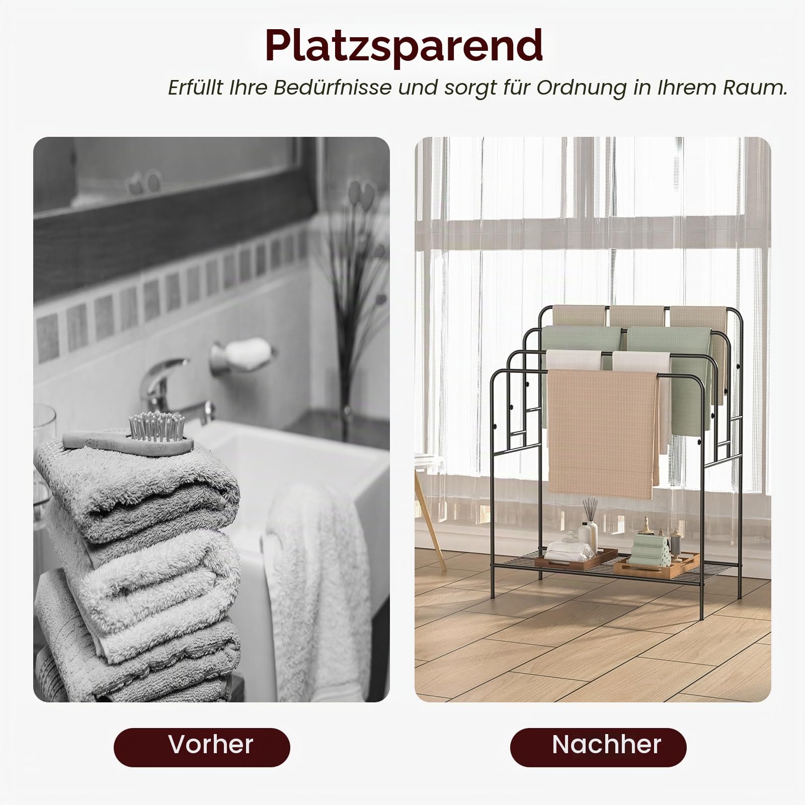Extra großer freistehender Handtuchhalter, 4 Etagen, Outdoor-Pool-Handtuchhalter, vielseitiger Decken- und Steppdeckenständer für Wohnzimmer, Badezimmer, Schlafzimmer, Strand, Whirlpool,