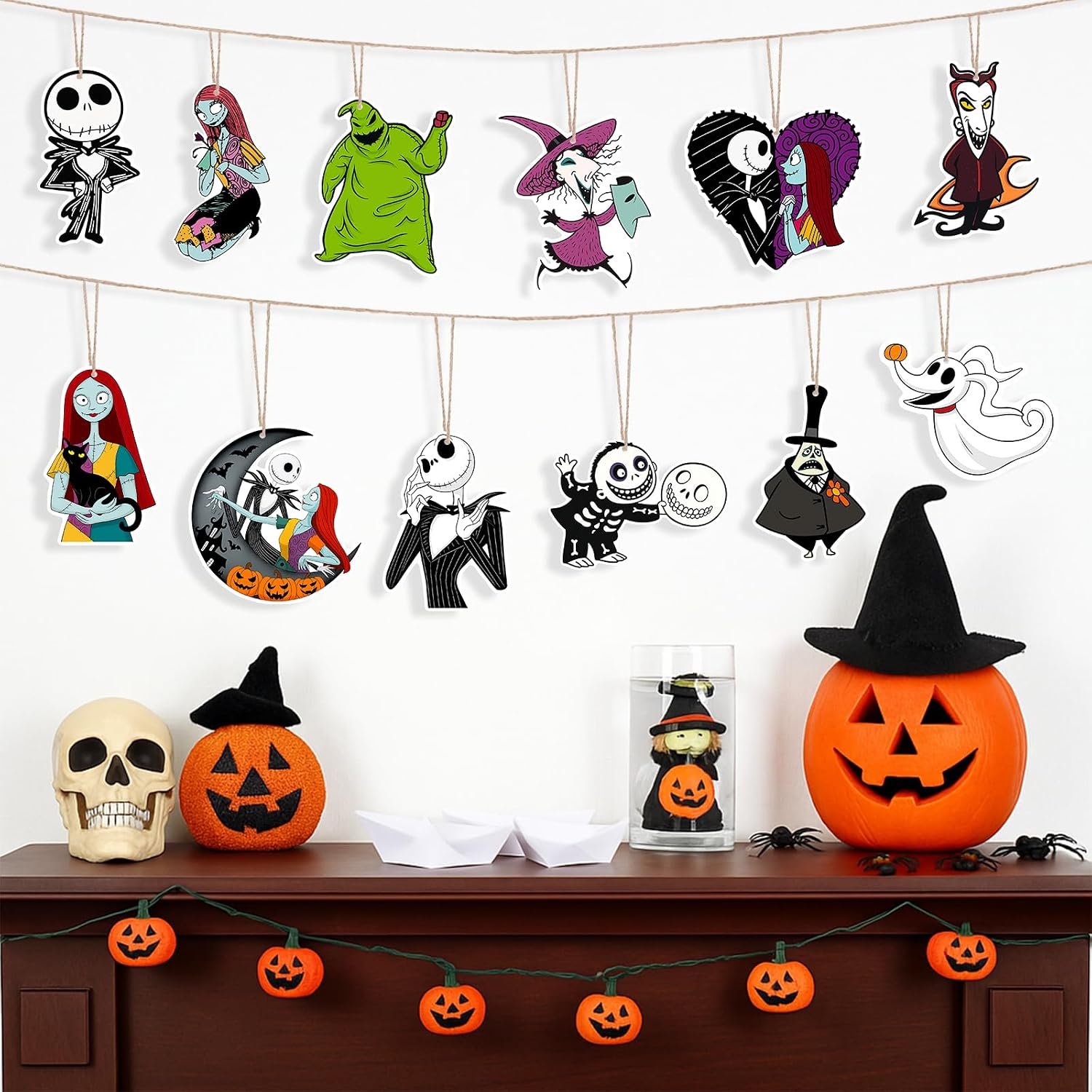 Halloween Nightmare Christmas Wooden Tree Ornaments 24Pcs