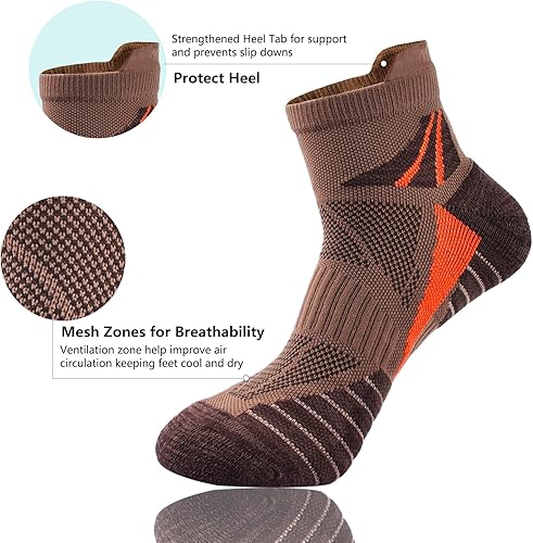 Miniatura 3 de J.WMEET Calcetines atléticos de corte bajo para hombre, de malla de algodón, acolchados, para correr, ventilación, con lengüeta, paquete de 6