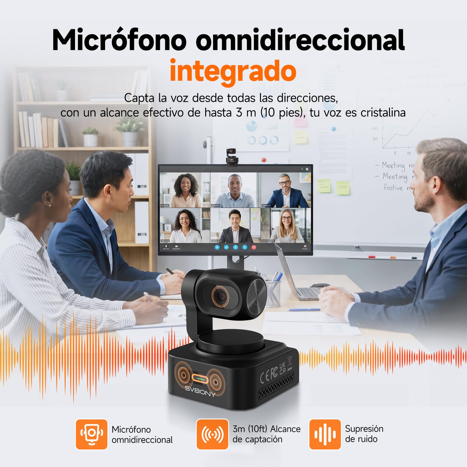 SVBONY SVN W2 4K Webcam: IA Seguimiento, 1/2" Sensor, PTZ Dual, HDR, Micrófono IA Antirruido, Gestos, Autoenfoque, para Trabajo Híbrido y Contenido