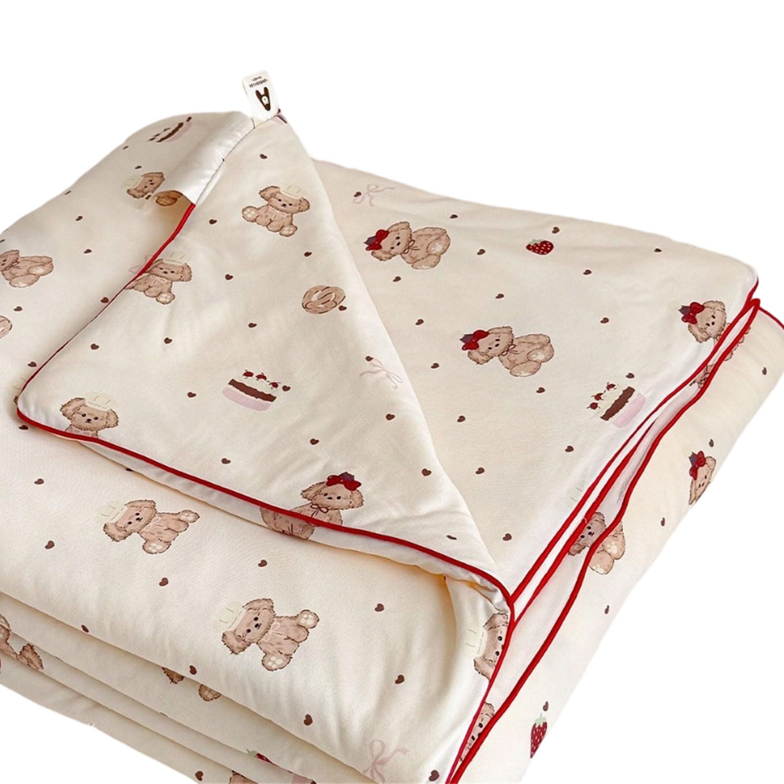 Tsophreniq Lightweight Soybean Cotton Blend Air Conditioning Quilt Season Thin Comforter Milk Knit Fabric for Hot Weather Multipurpose Bedding Stuff