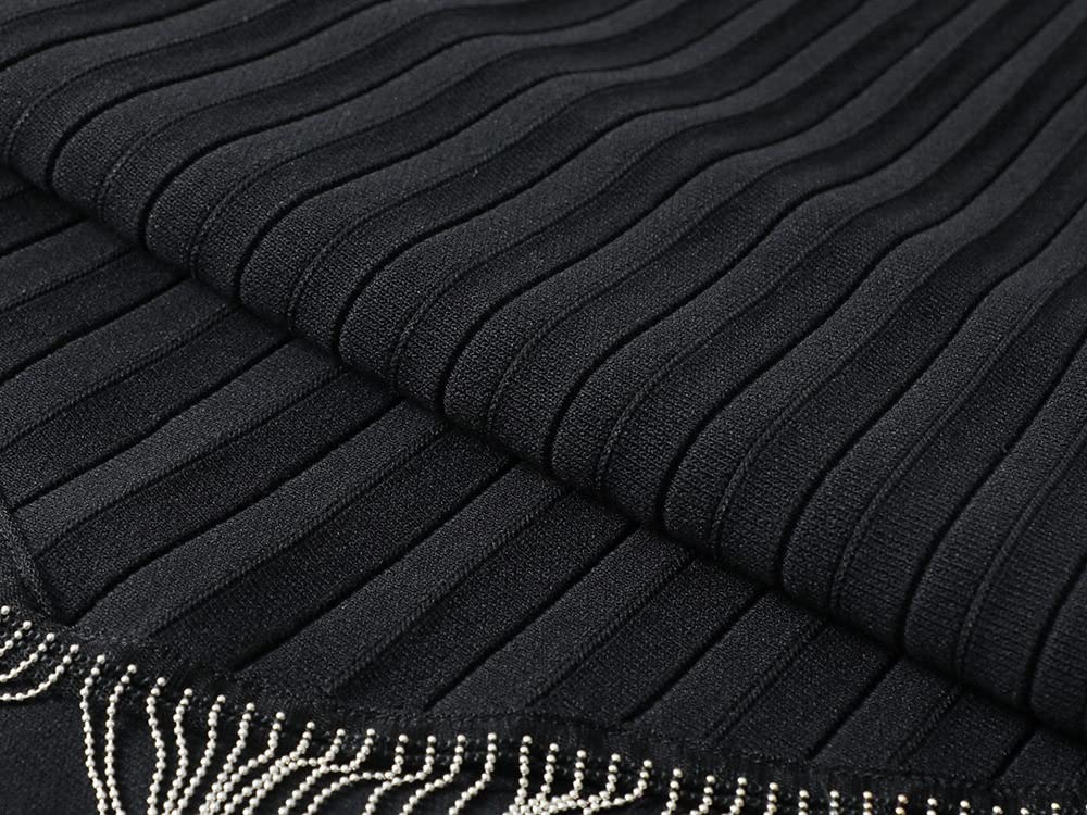 Röcke Damen,Damen-Midirock, Schwarz, Elastisch, Mit Hoher Taille, Gestrickter Quasten-Plisseerock, Hüftumwickelter A-Linien-Swing, Gerüscht, Herbst-Winter, Lange Röcke Für Mädchen, Damen