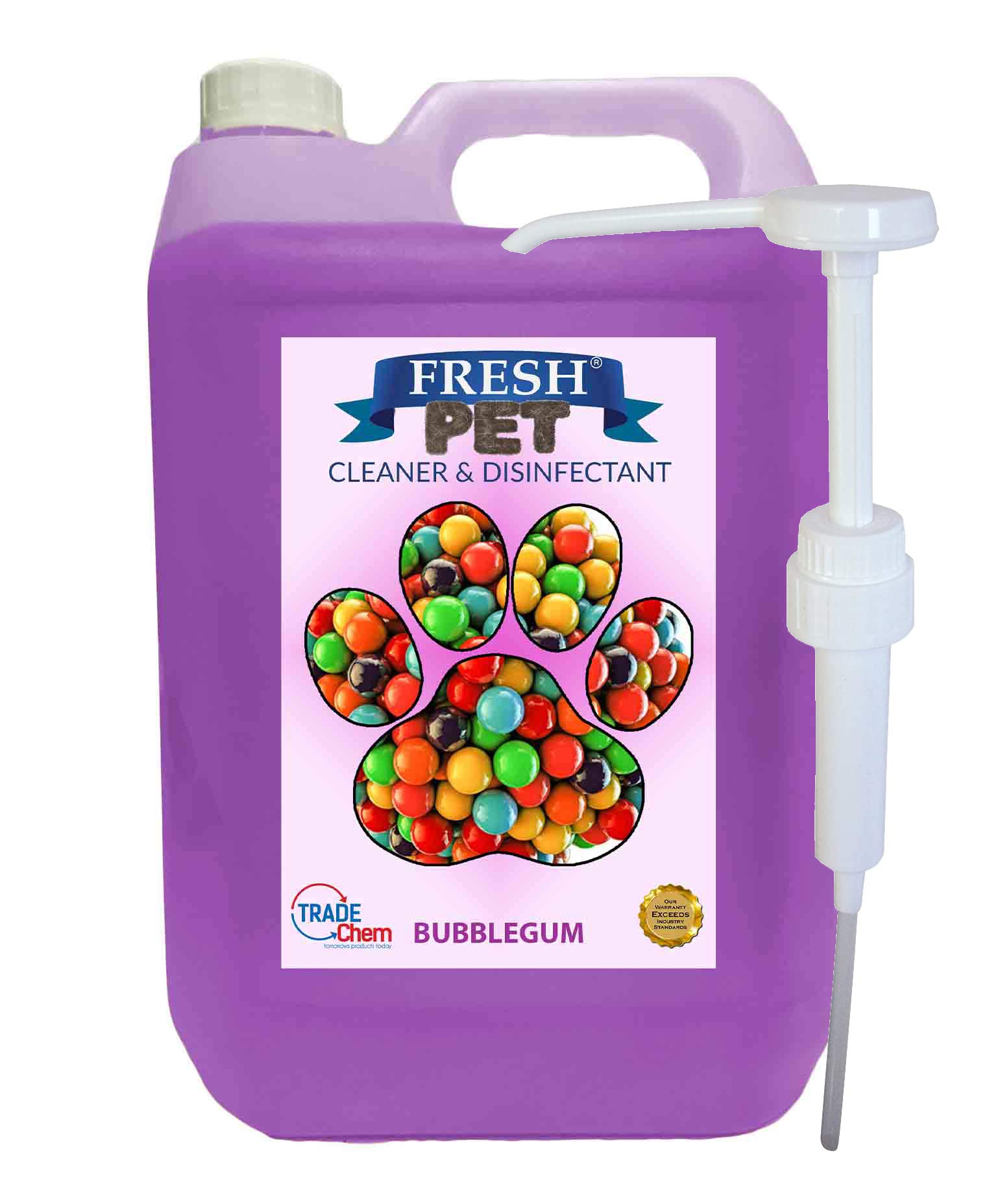 Trade Chemicals Fresh Pet Kennel/Cattery Disinfectant & Deodoriser 5L BUBBLEGUM- WITH PUMP