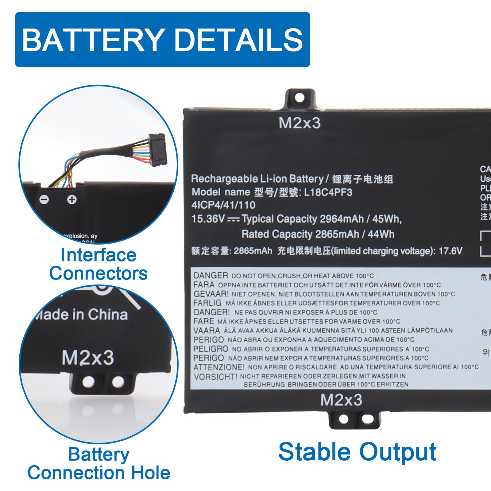 L18C4PF3 L18M4PF3 L18M4PF4 L18C4PF4 Laptop Batteria per Lenovo ideapad C340-14IML C340-14IWL C340-14API S540-14API S540-14IML S540-14IWL Flex-14IML Flex-14IWL Series 5B10T09077 15.36V 45WH